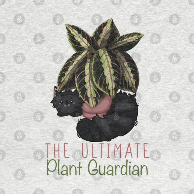 The Ultimate Plant Guardian - Black Cat and Maranta by Feline Emporium